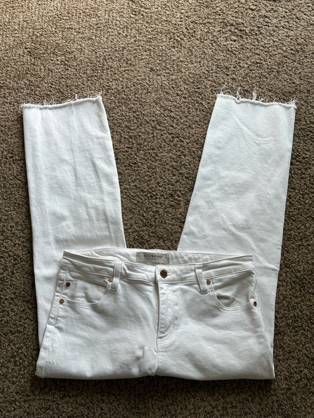 LIVERPOOL White Mid-Rise Straight Crop Jeans